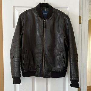 Cole Haan Men's Black Leather Bomber Jacket